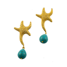 IFE313B pair of pearl earrings and 24K gold plated brass