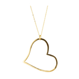 IFN206 necklace with a heart design made of 24K gold-plated brass