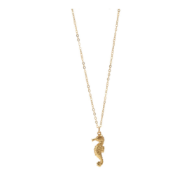 IFN461B Hippocampus design necklace made of 24K gold-plated brass