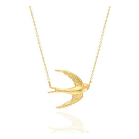 IFN490 necklace with swallow pattern made of 24K gold-plated brass