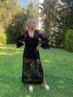 Δαντελένιο Καφτάνι Μαύρο L - 60