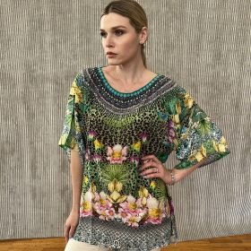 Handmade Blouse Pure Silk M - 29