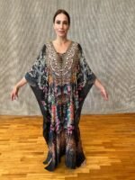 Handmade Kaftan Pure Silk with Swarovski Stones SK – 15