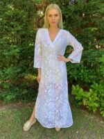 Δαντελένιο Καφτάνι Λεύκο - Image 2