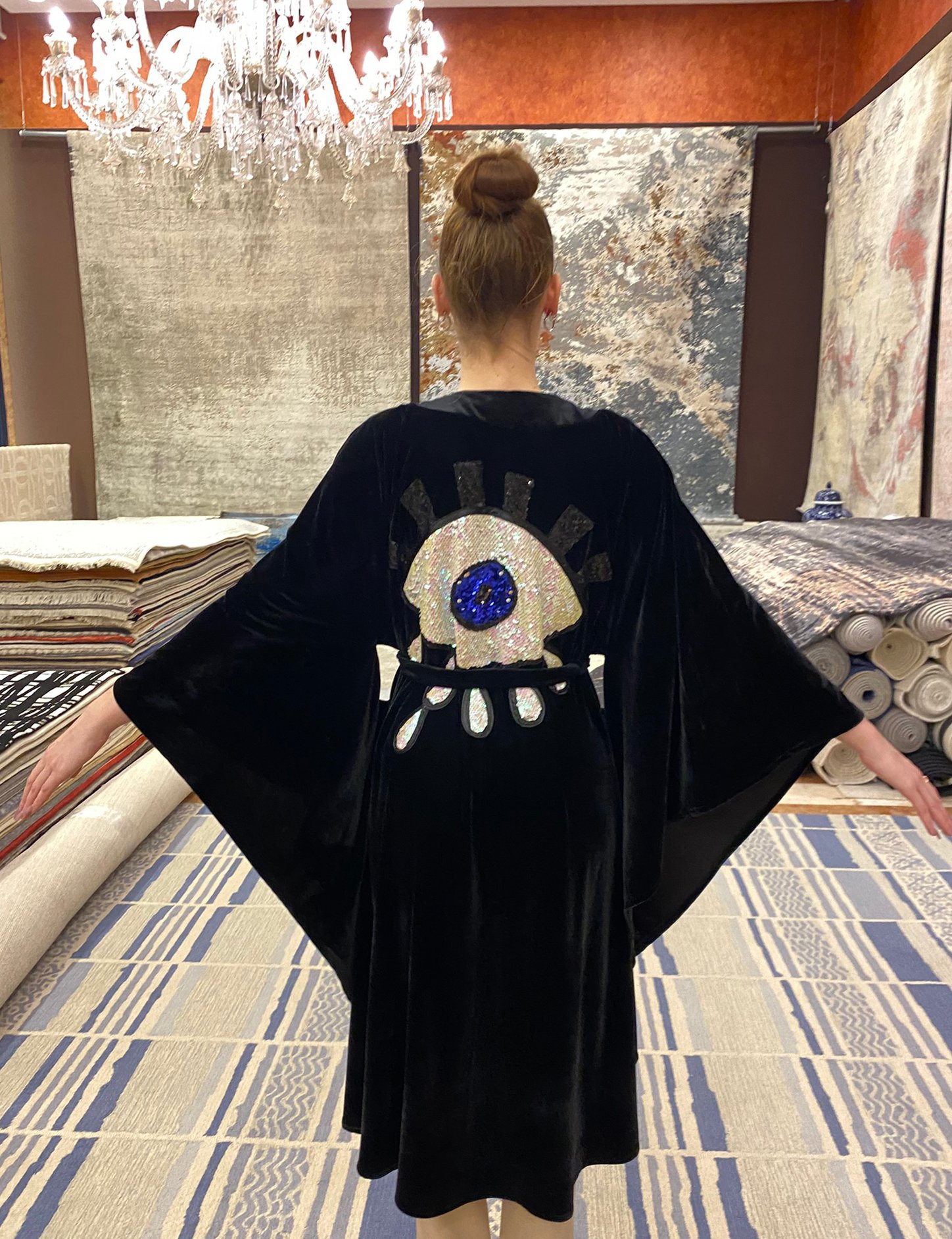 desmira-collection-kimono-black-back Handmade Kimono - Mado With Patch - A37 - Image 1