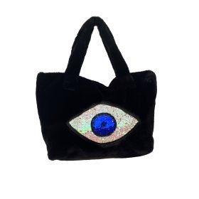 Χειροποίητη τσάντα με γούνα και patch