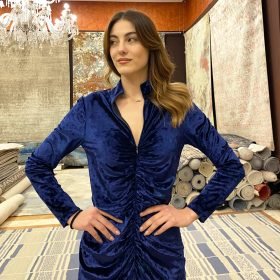 Handmade Velet Dress Blue - F28