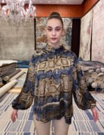 Handmade Blouse Blue Animal Print - A110