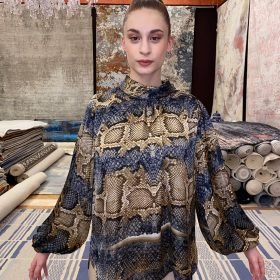 Handmade Blouse Blue Animal Print - A110